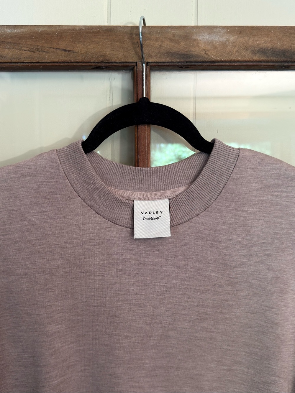 Varley Gabriella DoubleSoft Relaxed Side-Zip Crewneck Sweatshirt Taupe Marl Sm - Picture 9 of 12